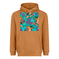 Meerkat valentines day cupid and neon heart seamless pattern Heavyweight Hoodie - BundleAndBundleShop