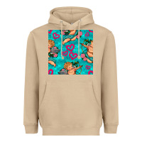 Mushroom valentines day cupid and neon heart seamless pattern Heavyweight Hoodie - BundleAndBundleShop