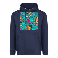 Navy valentines day cupid and neon heart seamless pattern Heavyweight Hoodie - BundleAndBundleShop