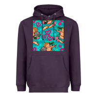 Plum valentines day cupid and neon heart seamless pattern Heavyweight Hoodie - BundleAndBundleShop