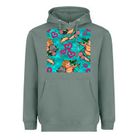 Sage valentines day cupid and neon heart seamless pattern Heavyweight Hoodie - BundleAndBundleShop