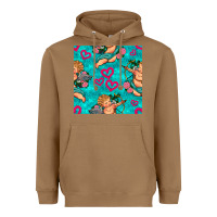 Toasted Coconut valentines day cupid and neon heart seamless pattern Heavyweight Hoodie - BundleAndBundleShop