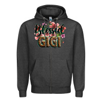 Charcoal Heather flowers blessed gigi Zipper Hoodie - Zillion Design Studio