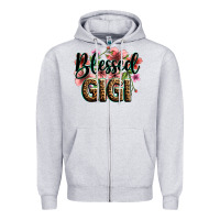 Heather Grey flowers blessed gigi Zipper Hoodie - Zillion Design Studio