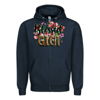 Navy flowers blessed gigi Zipper Hoodie - Zillion Design Studio