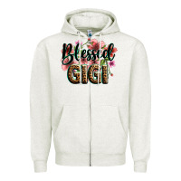 Oatmeal Heather flowers blessed gigi Zipper Hoodie - Zillion Design Studio
