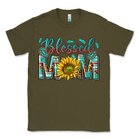 Army Green western blessed mom with sunflower Classic Tee - texasbilliewilder