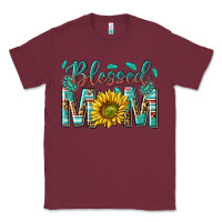 Burgundy western blessed mom with sunflower Classic Tee - texasbilliewilder