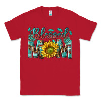 Red western blessed mom with sunflower Classic Tee - texasbilliewilder