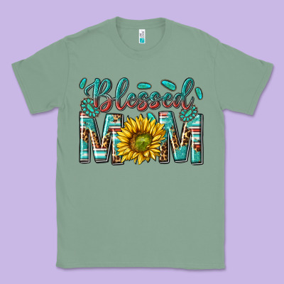 Western Blessed Mom With Sunflower Classic Tee Designed By Texasbilliewilder