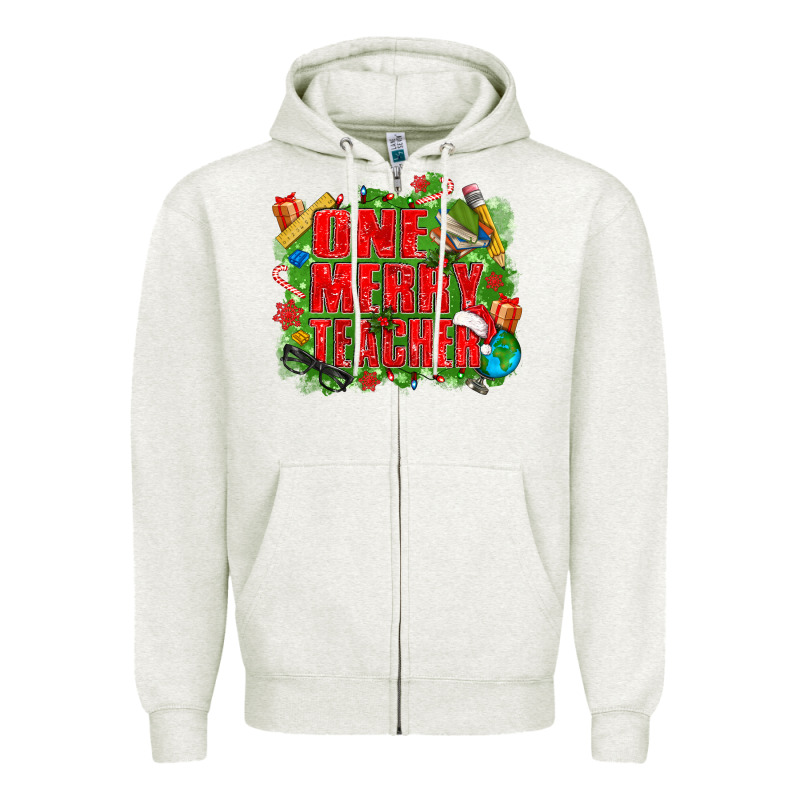 One Merry Teacher Zipper Hoodie by texasbilliewilder | Teevron