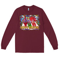 Burgundy happy easter roosters Long Sleeve Tee - RanaPortraitStore