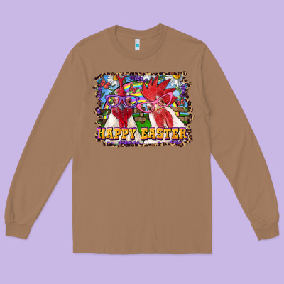 Long Sleeve Tee happy easter roosters
