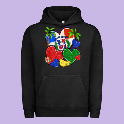 Dominican Repuclic Hearts Urban Hoodie Designed By Nancycooperartshop