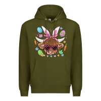 Army Green easter cow Premium Hoodie - MaliasSmallBusiness