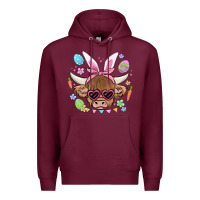 Burgundy easter cow Premium Hoodie - MaliasSmallBusiness