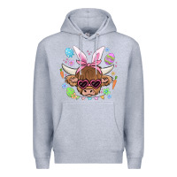Heather Grey easter cow Premium Hoodie - MaliasSmallBusiness