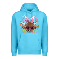 Ocean Blue easter cow Premium Hoodie - MaliasSmallBusiness