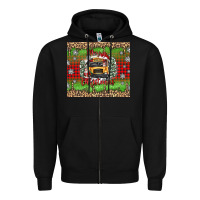 Black Christmas school bus Zipper Hoodie - texasbilliewilder
