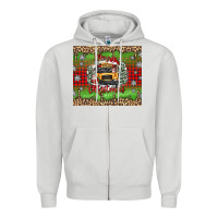 Dove Grey Christmas school bus Zipper Hoodie - texasbilliewilder