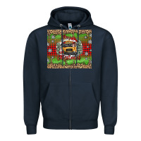 Navy Christmas school bus Zipper Hoodie - texasbilliewilder