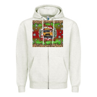 Oatmeal Heather Christmas school bus Zipper Hoodie - texasbilliewilder
