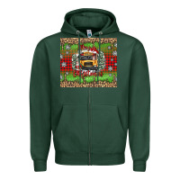 Sports Green Christmas school bus Zipper Hoodie - texasbilliewilder