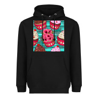 Black valentines day flower cupcakes and serape seamless pattern Heavyweight Hoodie - BundleAndBundleShop