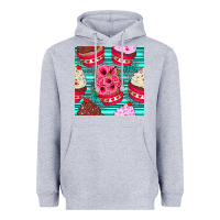 Heather Grey valentines day flower cupcakes and serape seamless pattern Heavyweight Hoodie - BundleAndBundleShop