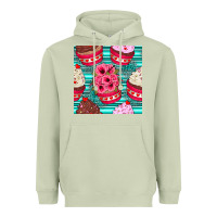 Matcha valentines day flower cupcakes and serape seamless pattern Heavyweight Hoodie - BundleAndBundleShop
