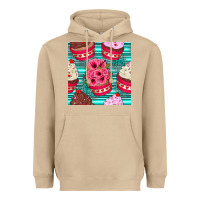 Mushroom valentines day flower cupcakes and serape seamless pattern Heavyweight Hoodie - BundleAndBundleShop