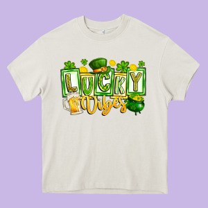 Lucky Vibes Heavy Core Tee Designed By Cowhidedigitalart