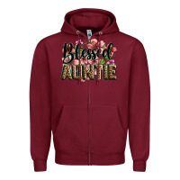 Burgundy flowers blessed auntie Zipper Hoodie - Zillion Design Studio
