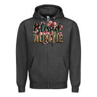 Charcoal Heather flowers blessed auntie Zipper Hoodie - Zillion Design Studio