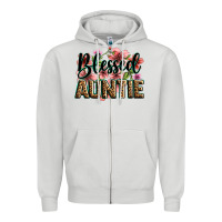 Dove Grey flowers blessed auntie Zipper Hoodie - Zillion Design Studio