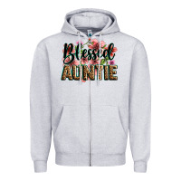 Heather Grey flowers blessed auntie Zipper Hoodie - Zillion Design Studio