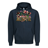 Navy flowers blessed auntie Zipper Hoodie - Zillion Design Studio