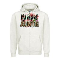 Oatmeal Heather flowers blessed auntie Zipper Hoodie - Zillion Design Studio