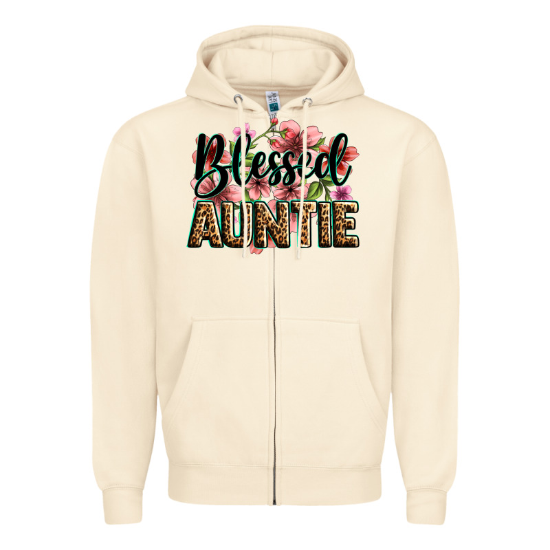 Flowers Blessed Auntie Zipper Hoodie by Zillion Design Studio | Teevron
