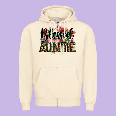 Flowers Blessed Auntie Zipper Hoodie Designed By Zillion Design Studio