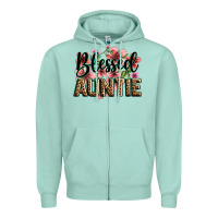 Seafoam flowers blessed auntie Zipper Hoodie - Zillion Design Studio