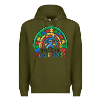 Army Green autism awareness rainbow Premium Hoodie - MaliasSmallBusiness