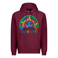 Burgundy autism awareness rainbow Premium Hoodie - MaliasSmallBusiness