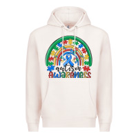 Pale Pink autism awareness rainbow Premium Hoodie - MaliasSmallBusiness
