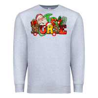 Heather Grey nurse with Christmas Premium Sweatshirt - AdoDesignShop