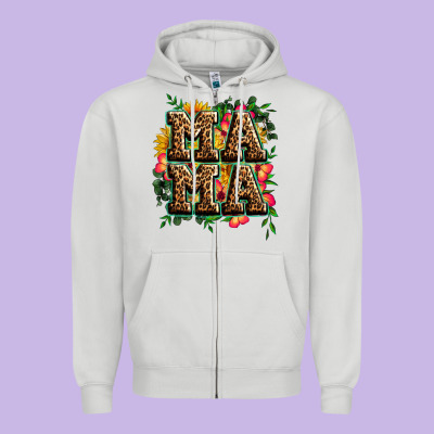 Floral Leopard Mama Zipper Hoodie Designed By Zillion Design Studio