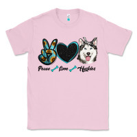 Bubblegum Pink peace love huskies Classic Tee - RanaPortraitStore