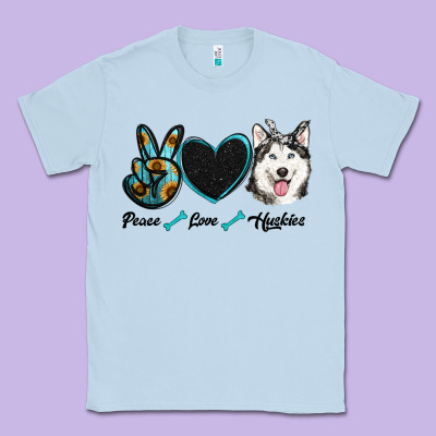 Peace Love Huskies Classic Tee Designed By Ranaportraitstore