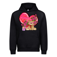 Black valentines heart with bear Urban Hoodie - NancyCooperArtShop