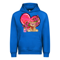 Cobalt valentines heart with bear Urban Hoodie - NancyCooperArtShop